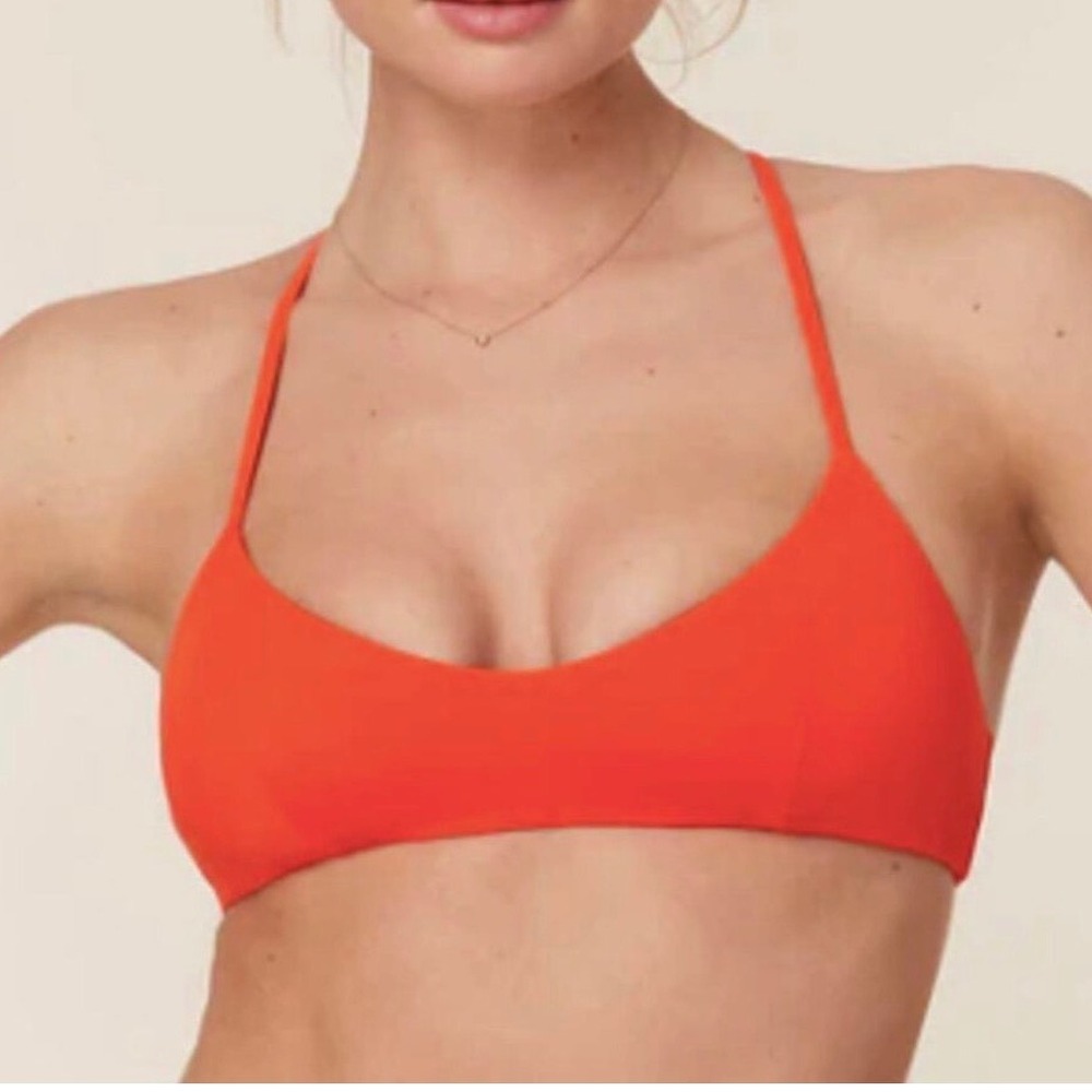 Andie Swim The Hermosa Bikini Top Orange Monarch Eco Nylon Sporty Colorful XL